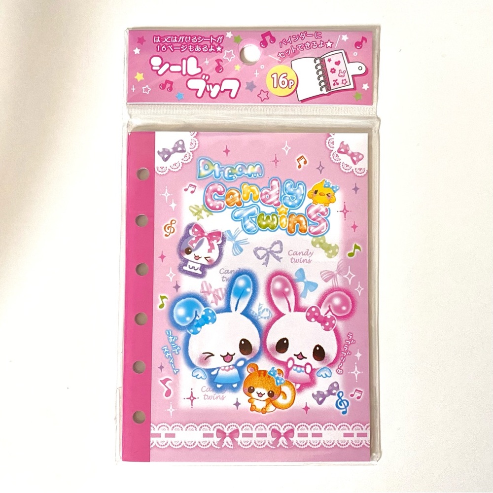 Dream Candy Twins Kawaii Pink Bunny Sticker Book for Binder Journal Qlia